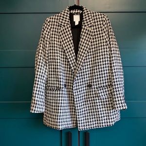 Loose houndstooth blazer jacket